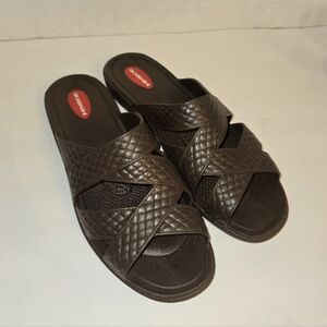 OKABASHI Women’s Cross Brown Strap Flip Flops Sandals Eco-Friendly Size 8-9